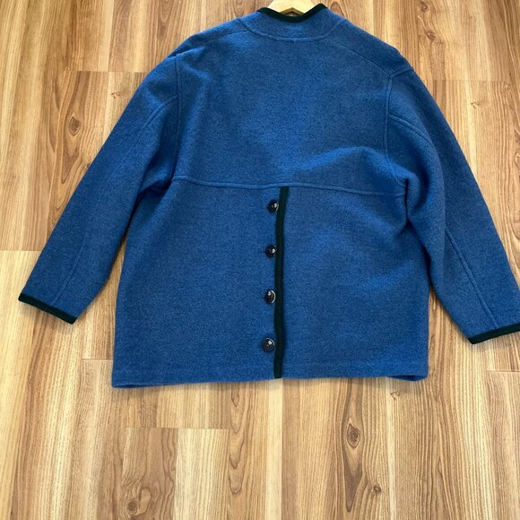 Reine Schurwolle Woman's Blue 100% Pure New Wool Winter Jacket/Sweater Sz 38 - Picture 6 of 8